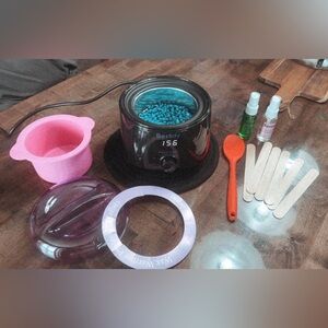 Black Wax Warmer Kit with Blue Beads